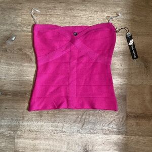 New Poof Couture Women's Pink Bandage Style Tube Top Size Small S